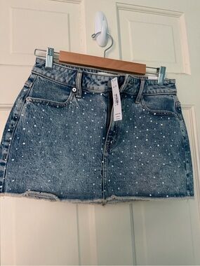 PINK Victoria's Secret Light Blue Embellished Denim Mini Skirt